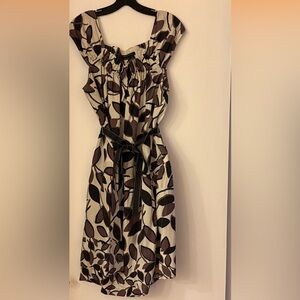 BCBGMaxAzria Black and Brown Leaf Print Mini Dress